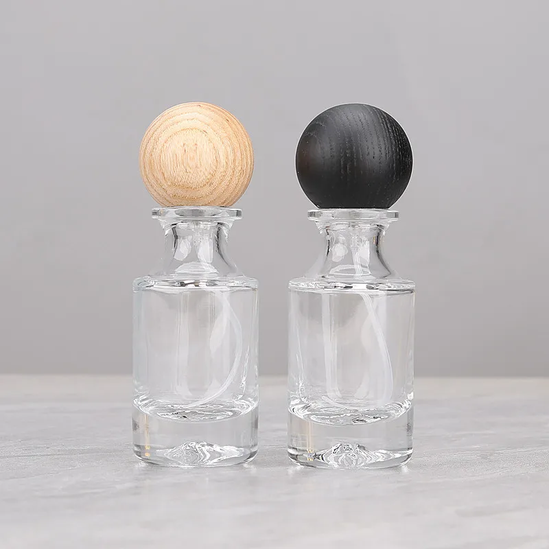 10/15pcs 30ml Clear Glass Perfume Bottle Empty Spray Bottle With Wood Cap Screw Sprayer Bottle Dispenser Atomizer Fine Mist