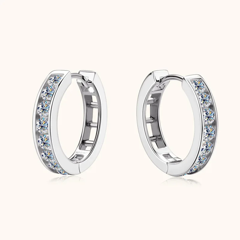 GRA Certified Moissanite Hoop Earrings for Women Men's Real S925 Sterling Silver Round Earring Jewelry Gifts