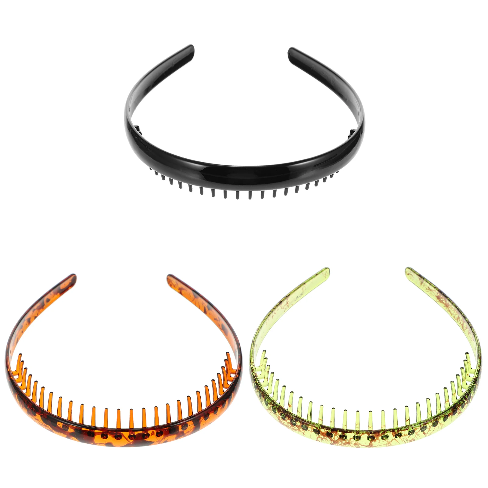

3pcs Hair Ties Headbands with Teeth Elastic Resin Comb Bands Non Slip Stylish Women Men Elegant Decorative Bow for Long
