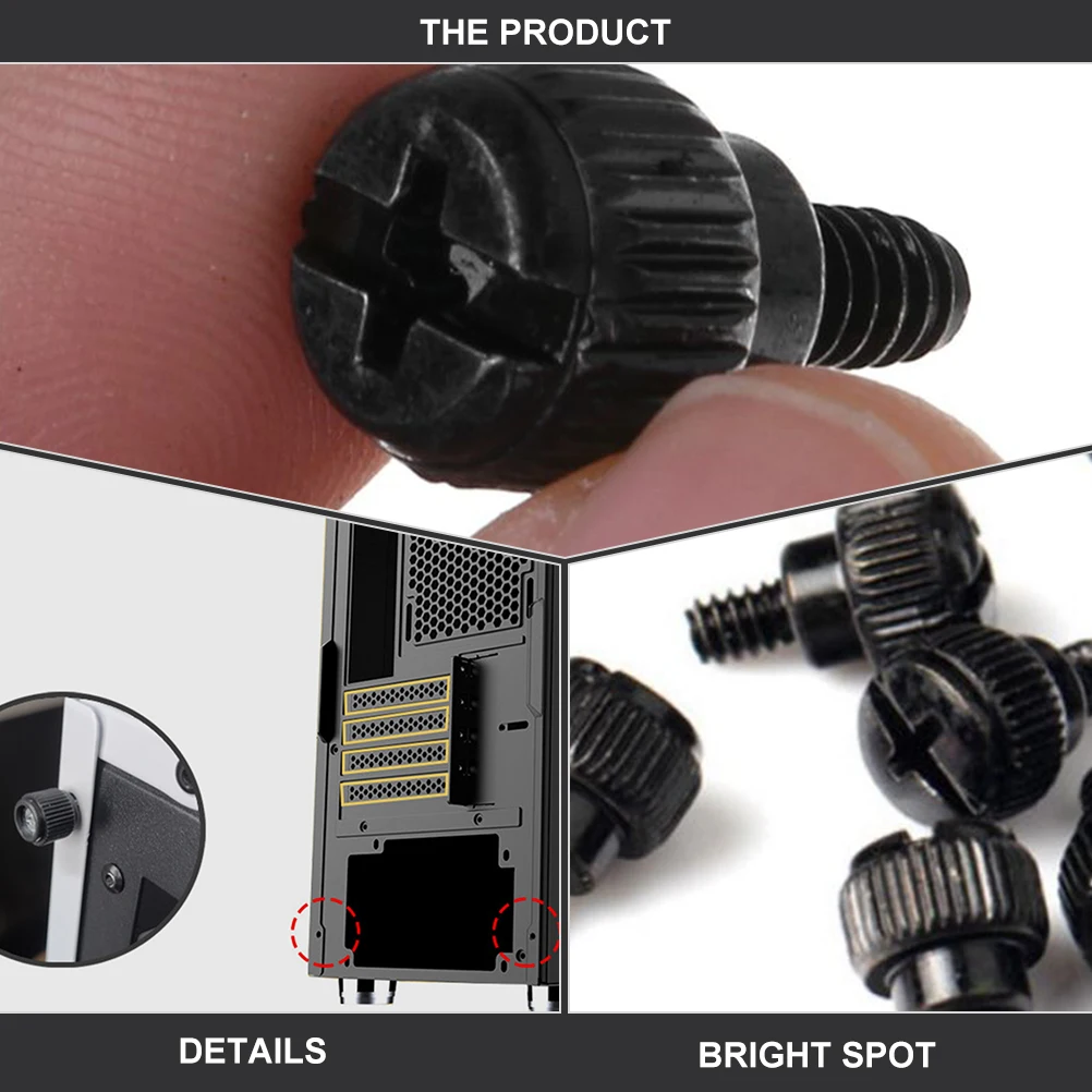 

100 PCS Knurled Computer Case Screws Accessory Oxidation Black Thumbscrew Replacement