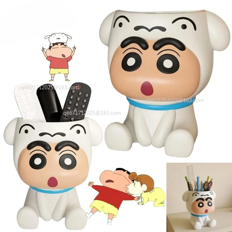 Figurki z anime Crayon Shin-chan, gadżety, ozdoby dekoracyjne z kreskówek, pudełko do przechowywania, akcesoria na biurko, organizer, pojemniki na długopisy, prezent