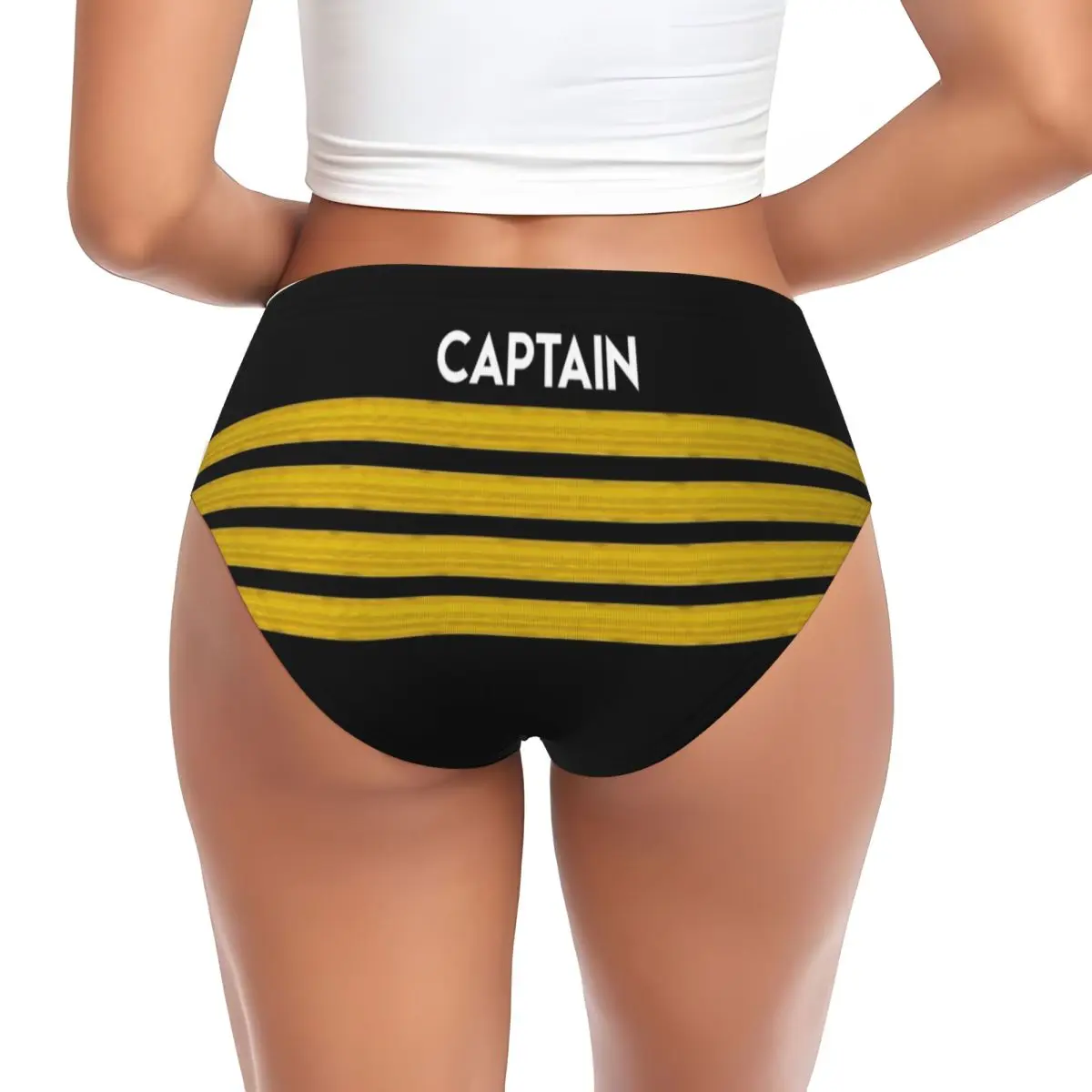 Custom Captain Stripes Epaulettes Brief Panties Women Breathable Aviation Airplane Pilot Underwear