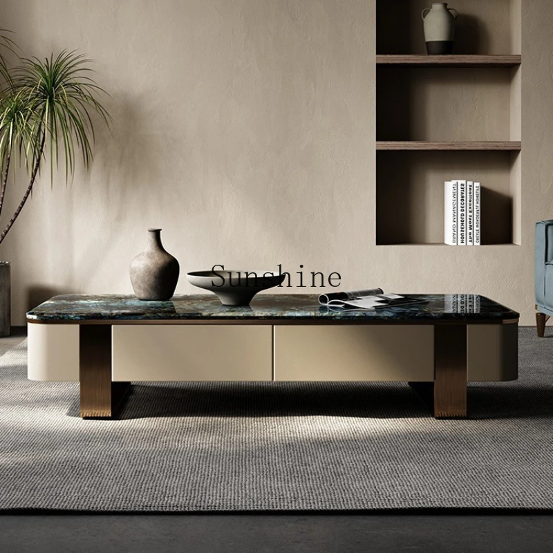 

Italian light luxury villa rectangular natural luxury stone blue jadeite simple coffee table