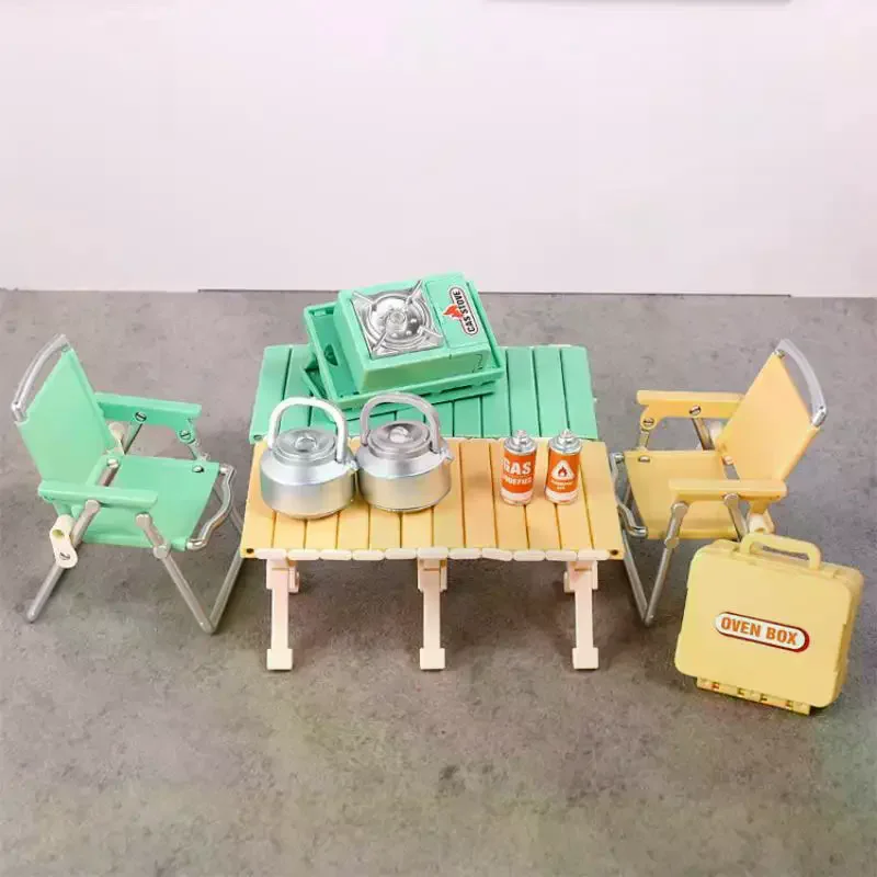 1:12 casa de bonecas em miniatura acampamento piquenique conjunto cadeira dobrável fogões a gás modelo decoração brinquedo casa boneca acessórios