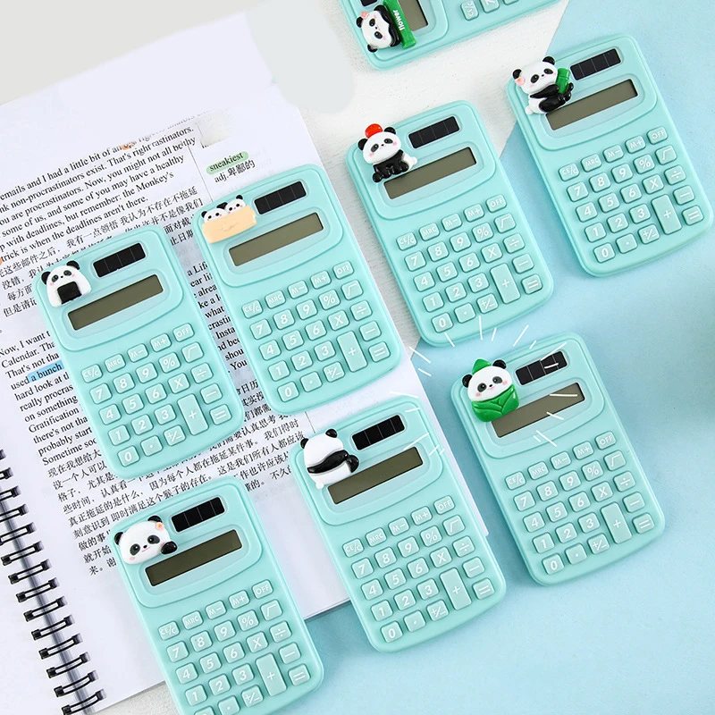 Lindo Panda Mini calculadora, pequeña, portátil, Oficina de estudiantes, computadora pequeña, calculadora de alto aspecto