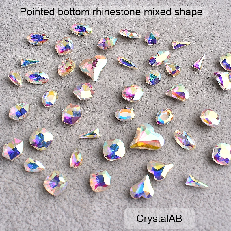 Pointed Bottom Mixed Shape Nail Art Rhinestone Color Shiny High Quality Crystal Gemstone 3D Fingernail Decoration