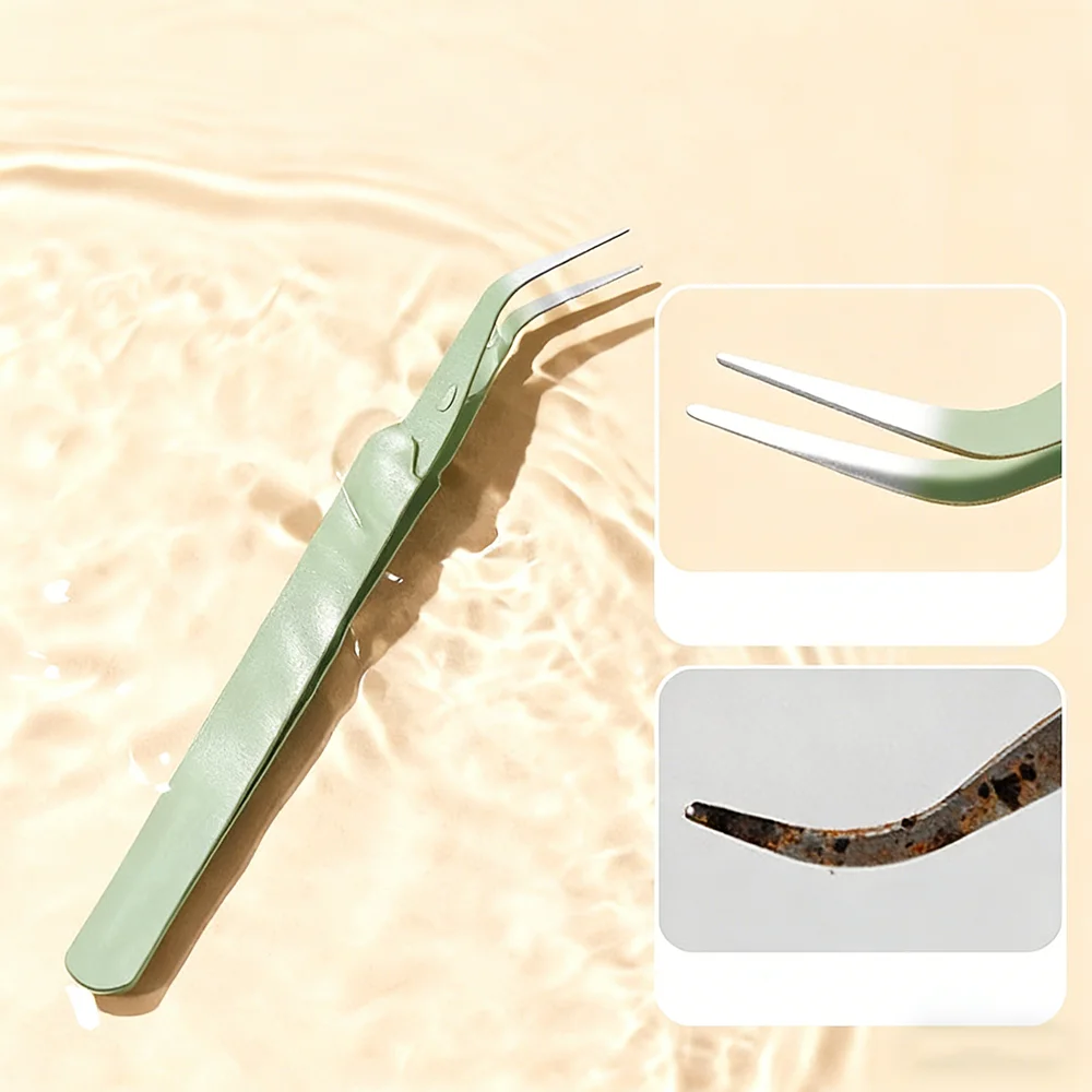 Pinzette curve dritte in acciaio inossidabile Pinzette per ciglia colorate rosa blu viola fai da te Adesivo per nail art Strumento per la raccolta di strass