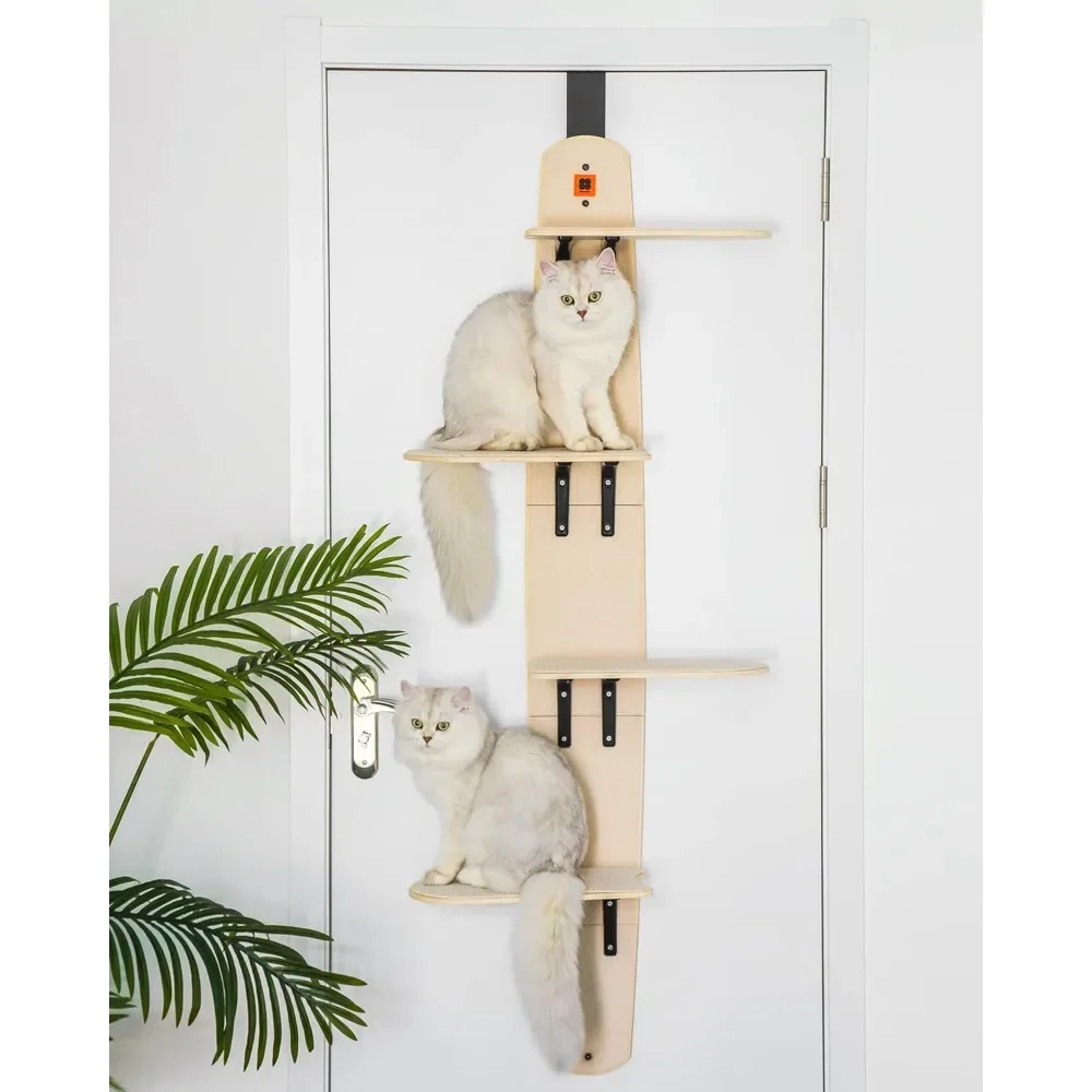 

4-Levels Door Hanging Cat Climber Door Mounted Vertical Cat Tree Tower with Carpeted Plank for Indoor Cats