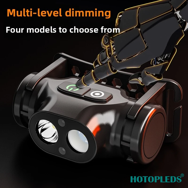 شحن جديد، إضاءة فائقة السطوع مثبتة على الرأس، عمر بطارية طويل للغاية، مصباح أمامي مغناطيسي قوي للصيد الليلي في الهواء الطلق