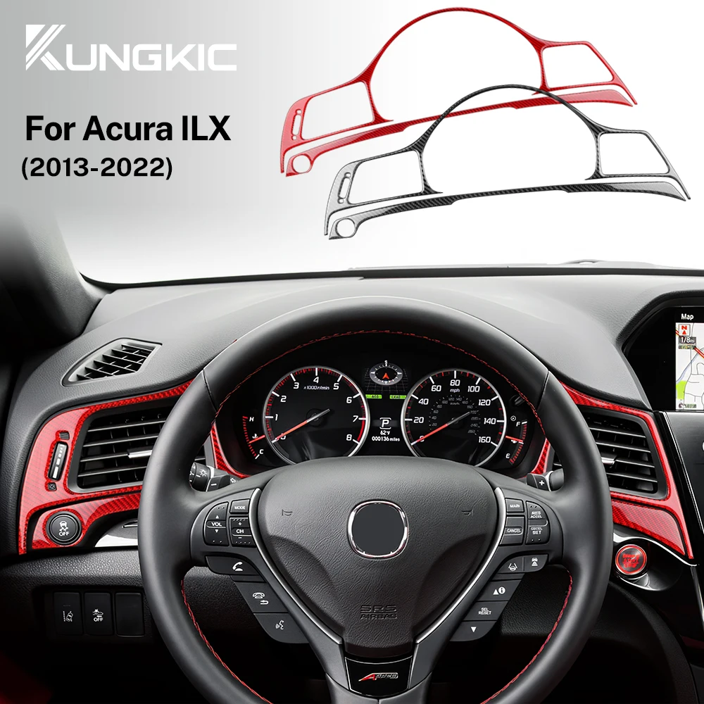 Car Dashboard Frame for Acura ILX 2013 2014 2015 2016 2017 2018 2019 2020 2021 2022 Real Soft Carbon Fiber Sticker Accessories