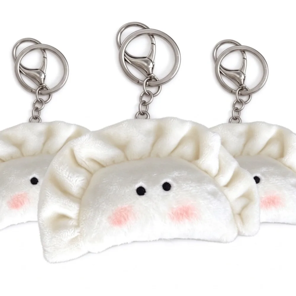2pcs Soft Plush Plush Dumpling Keychain Cotton Stuffed Creative Plush Dumpling Pendant Imitation Food Stuffed Doll Keychain
