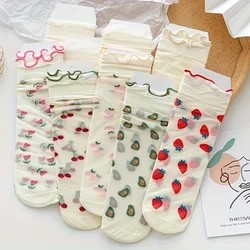 Randomly 5 pairs of socks   mid length socks  spring and summer thin lace socks  cute breathable socks