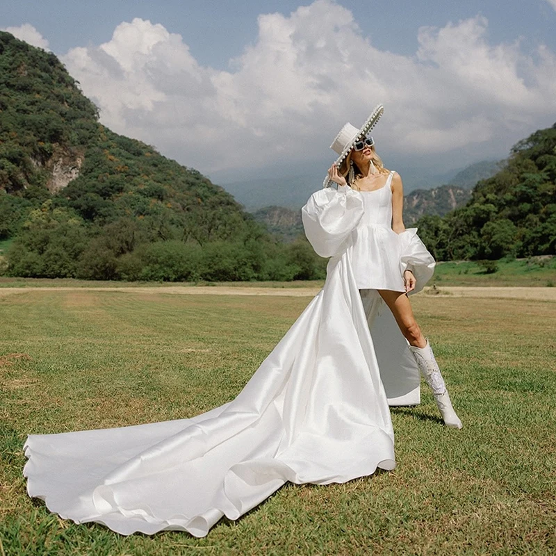 

Eightree 2025 Simple Mini Wedding Dresses White Sleeveless Short Shawl Wedding Gowns Boho Beach Bridal Prom Dress Customized