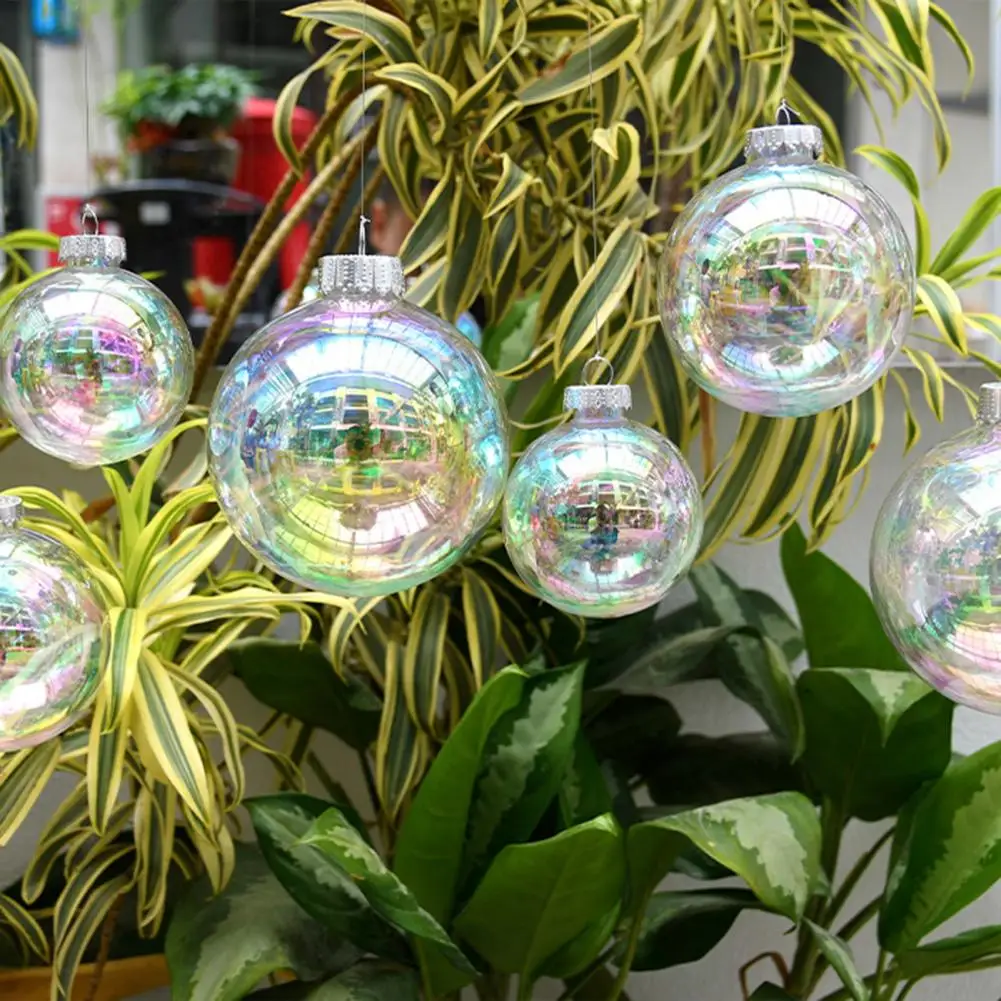 30 Pcs Iridescent Ball Ornaments Clear Christmas Balls Plastic Hanging Bubble Balls for Tree Party Indoor/Outdoor Decor