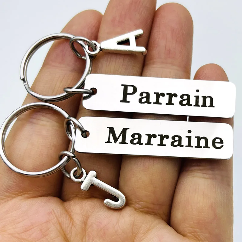 Llavero Marraine de duendeo francés, regalo de padrino, llavero de madrina, llavero personalizado, joyería de papá D'amour Tata D'amour