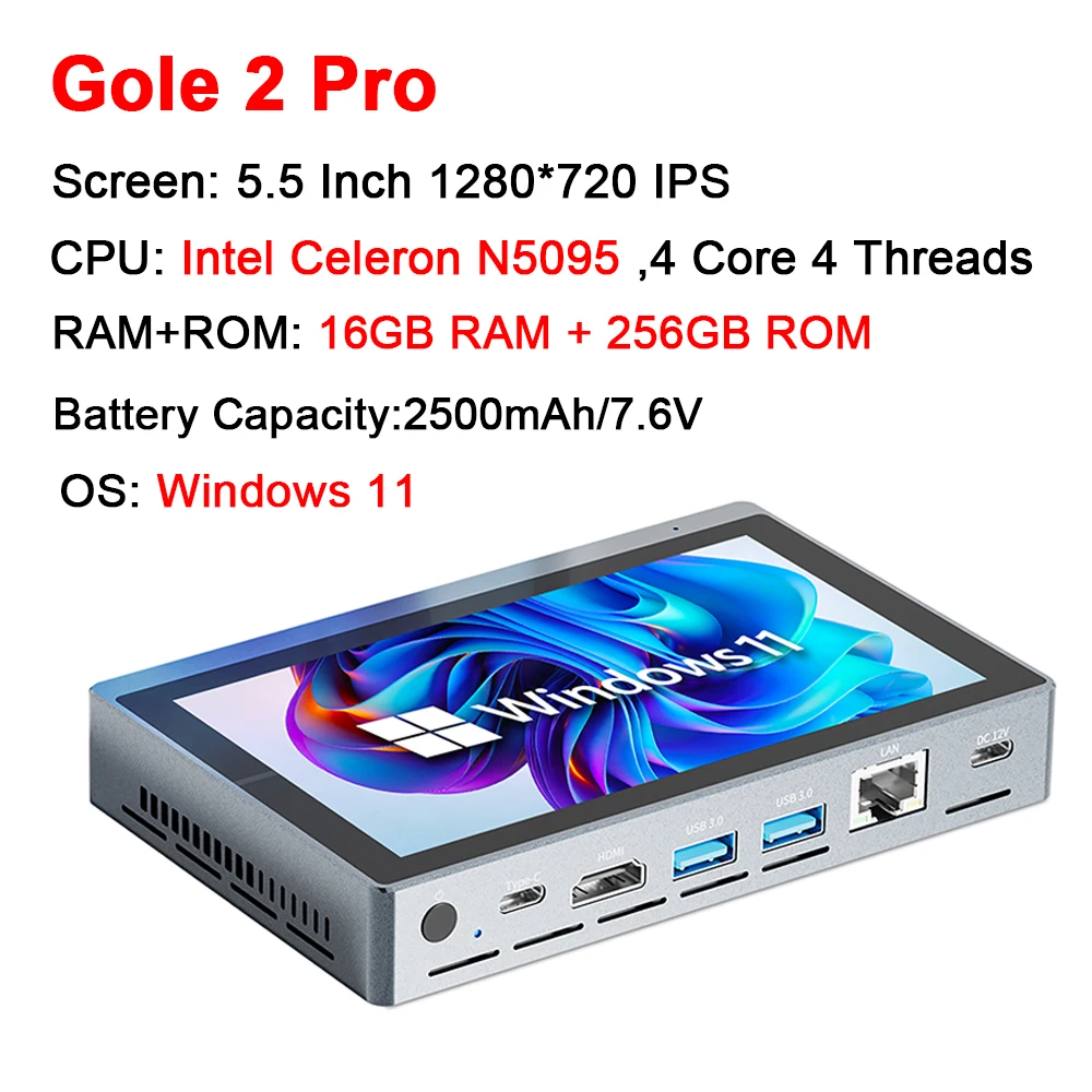Higole Gole 2 Pro 5.5インチ ミニPC Intel N5095 Windows 11 WiFi5 8