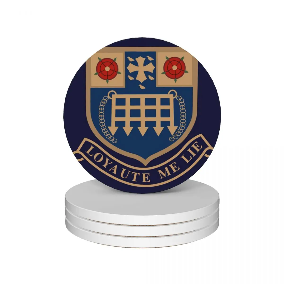 

Loyaute Me Lie Coat Of Arms Ceramic Coasters (Set of 4) cute kitchen supplies teapot mat tea cup holder for cups set Coasters