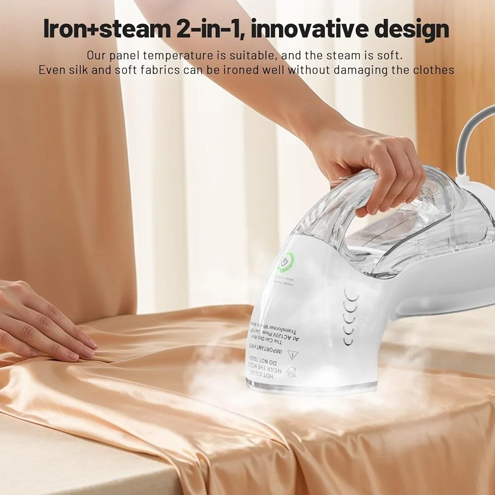 2 in 1 Portable Clothes Steamer Iron Intelligent Chip Soft Steam Leak Proof Design 250ml Water Tank Automatic Shut Off