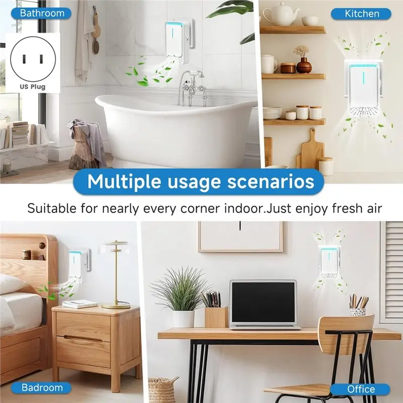 معطر هواء صغير A84G-Quiet-Plug In Air Ionizer 4-Pack منقي هواء بتقنية سلبية للمنزل والمكتب وقابس أمريكي