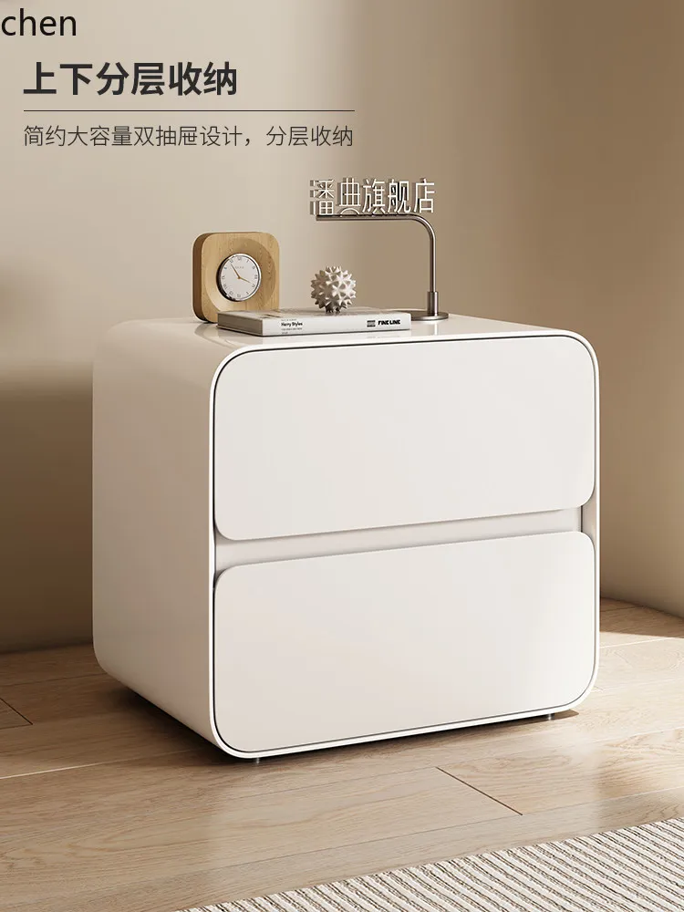 ZML Simple Small Bedside Table with High-End Feel and Modern Lacquer Finish