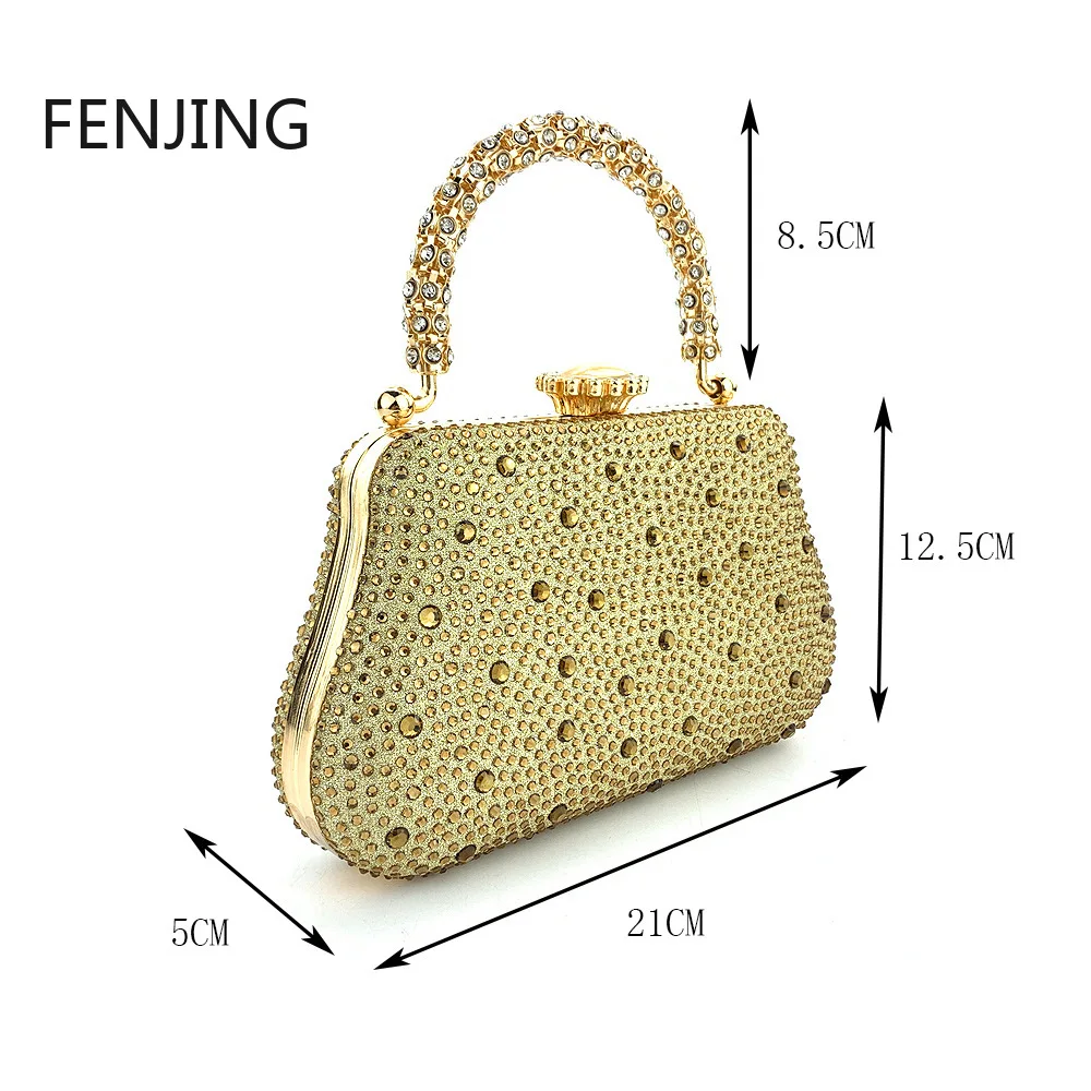 Rhinestone Banquet Clutch Bag Women Luxury Handbags Silver Gold Shoulder Bags Evening Clutches and Purse Shell Bolsos Para Mujer