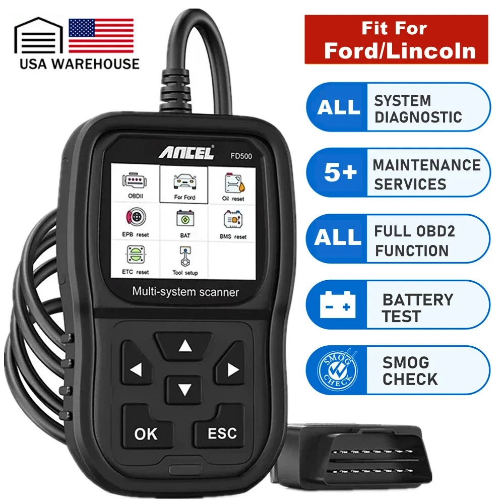 

ANCEL FD500 для Ford всех систем, автоматический сканер OBD2, считыватель кодов, сканер аккумулятора, моторное масло, EPB, сброс автомобиля, диагностический сканер, инструмент