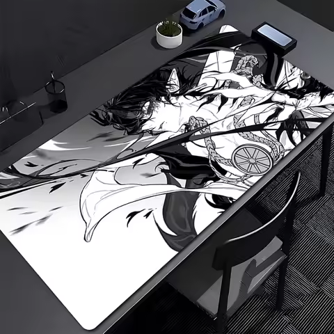 Mouse Pad Office Laptop Black And White Manga Keyboard Pad Cool Anime Boy HD Print Desk Mouse Mat PC Gaming Accessories Mousepad