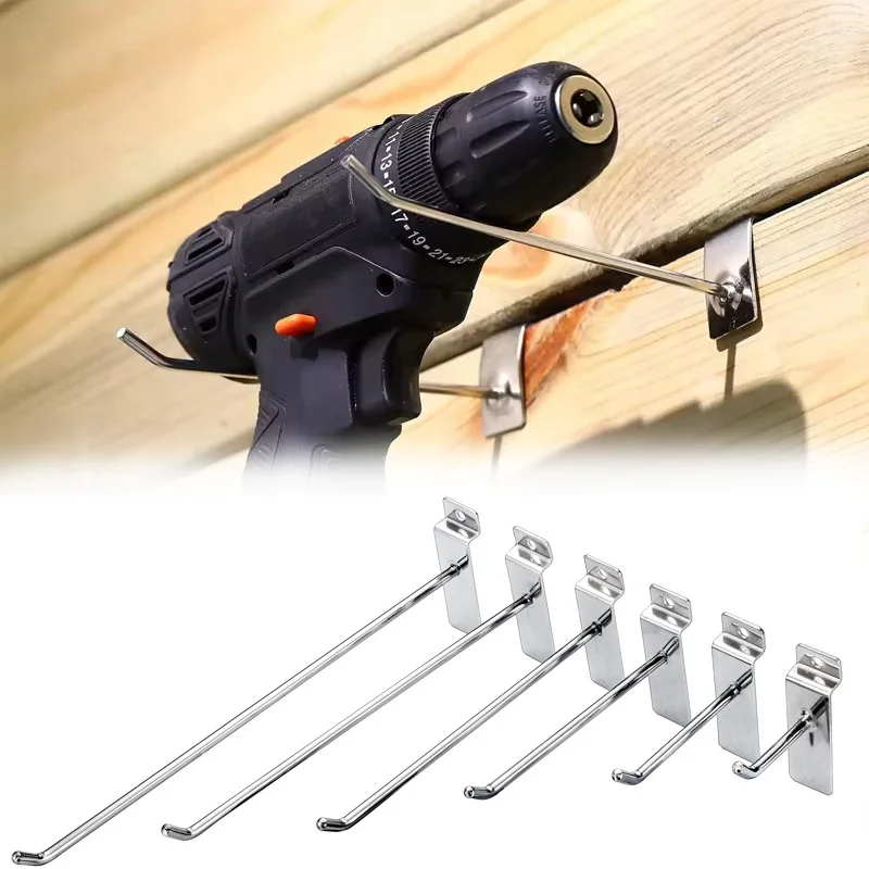 100/20 piezas gancho de Panel de listones ganchos para colgar en la pared ganchos y perchas de listones de Metal espesor clavijas de pared de listones plateadas para garaje