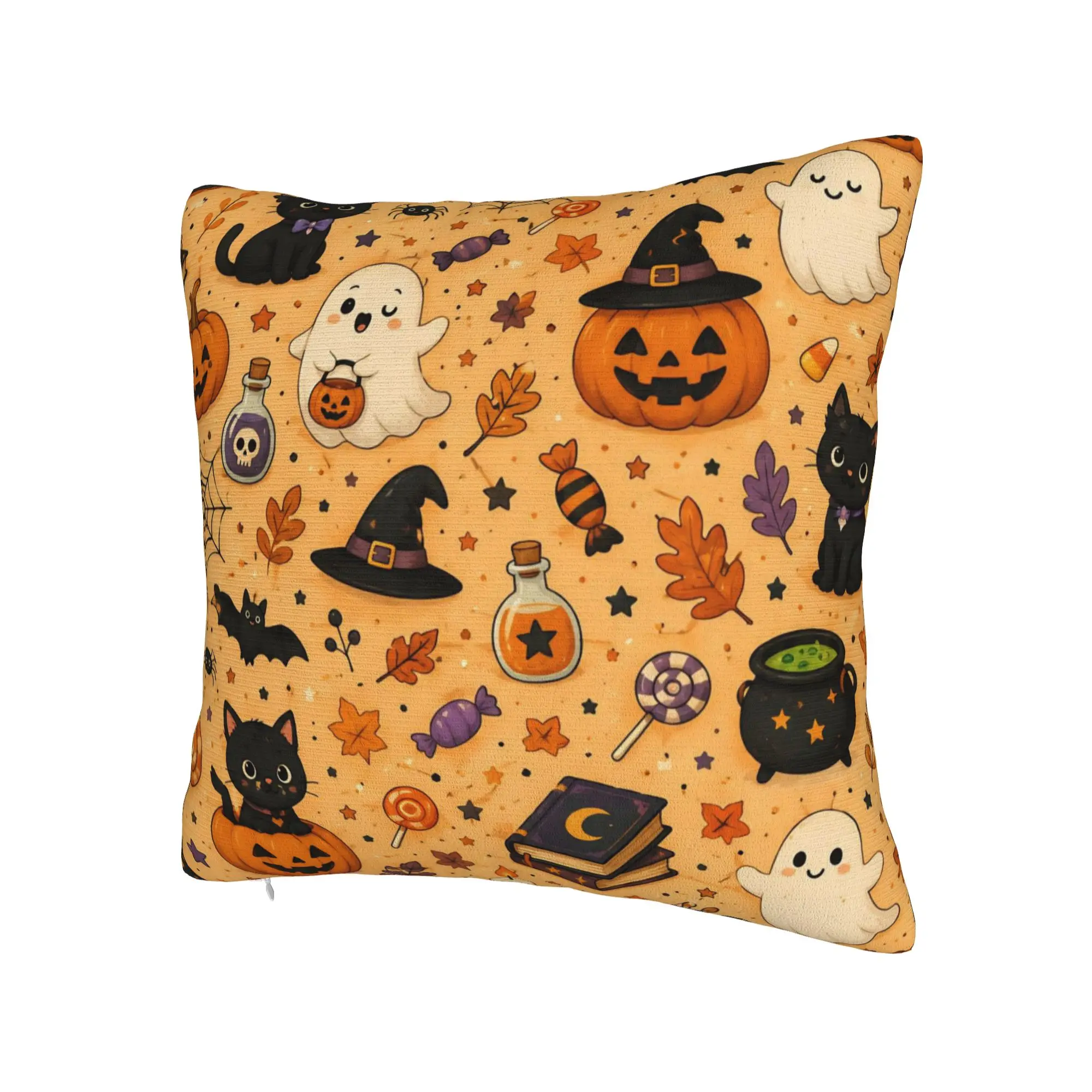 Halloween Ghost Pumpkin Spooky Trick Or Treat Witch Pillowcase Product Printed Cushion Cover Decoration Throw Pillow Case
