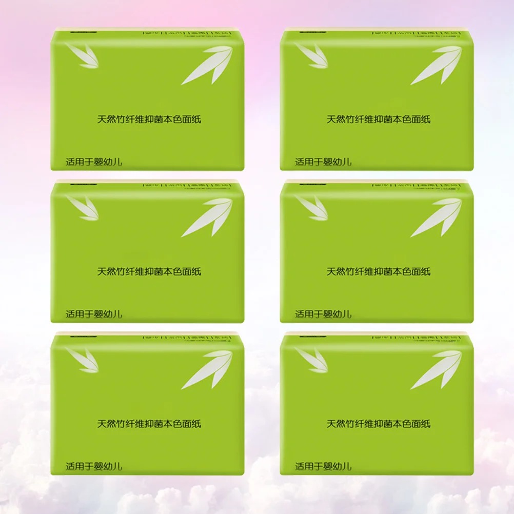 1 حزمة لب الخيزران ورق التواليت الأنسجة 6 أكياس لينة قوية ماصة لا الحبر لا العطر منديل ورقي منديل لب الخيزران