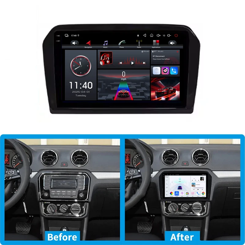 Auto radio 9'' Für VW Jetta 2012-2017 Stereo Head Unit Drahtlose Apple Carplay Android 15 Auto GPS Kamera Google karte WIFI 4-64GB