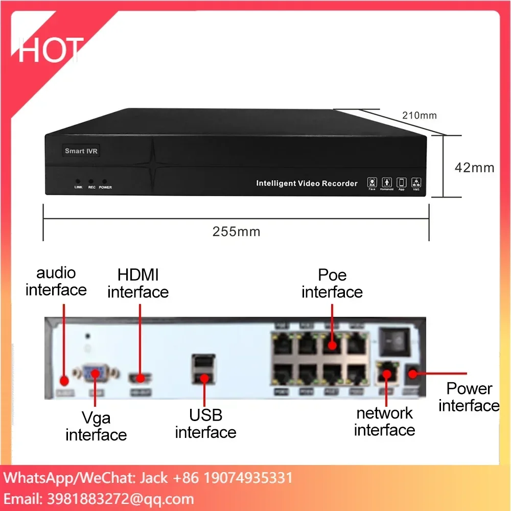 

Цифровой видеорегистратор ANXINSHI 8*5MP с поддержкой нескольких языков, PoE, HDMI 2, USB, RCA-выходом