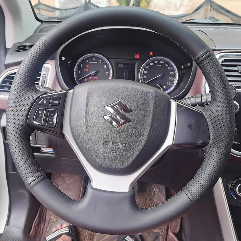 For Suzuki Vitara Celerio 2015-2019 SX4 S-CROSS 2013-2019 Swift 2011-2017 Hand stitched Genuine Leather Car Steering Wheel Cover