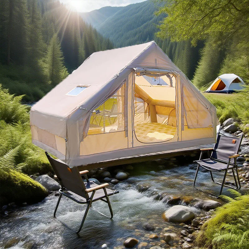 6.3square 420D Oxford Waterproof UV Protection Air Tent EasySetup Glamping Tent Camping 4-6 People Inflatable WinterTent
