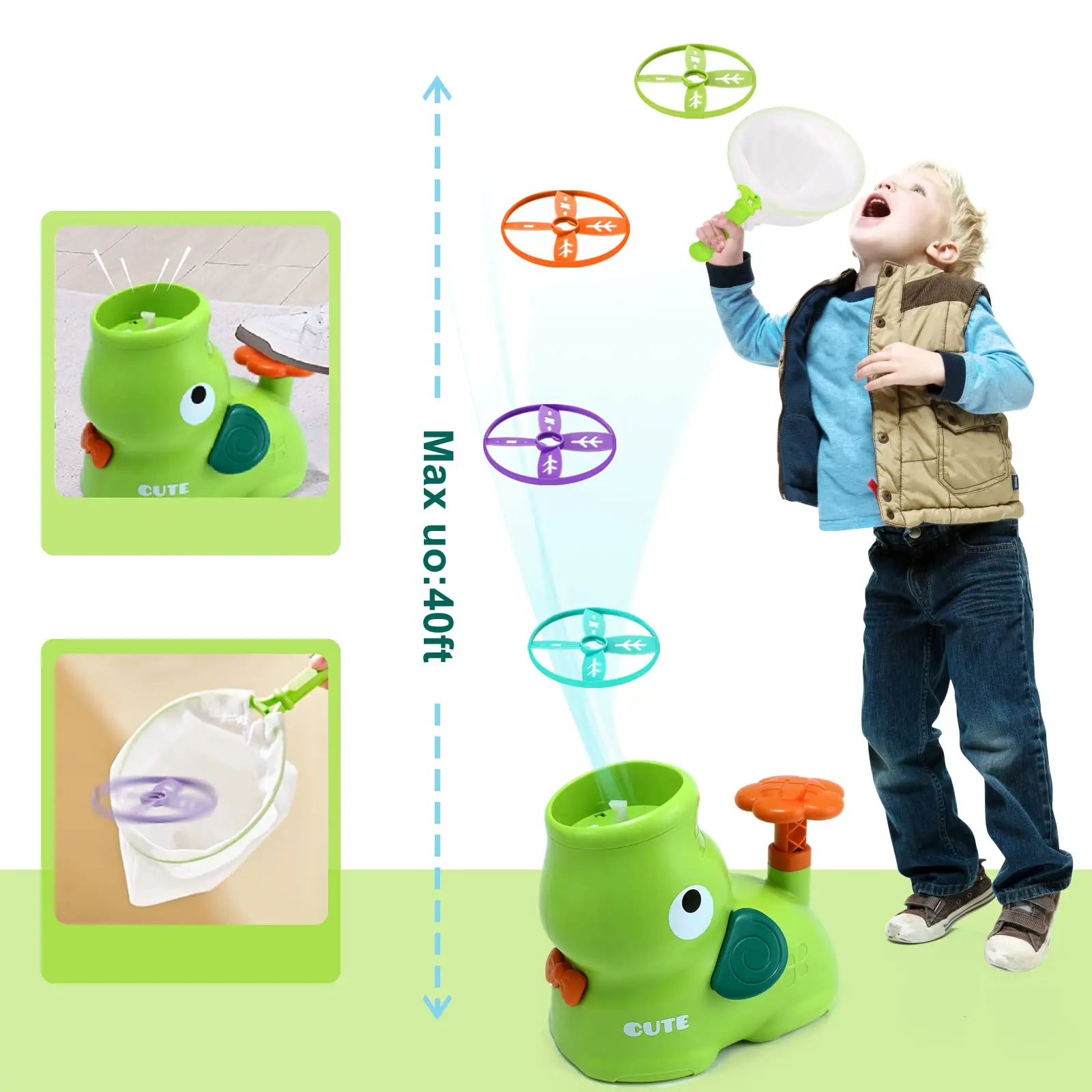 Kids Outdoor Game Flying Discs Air Rocket Launcher Feet-Mounted Flying Saucer Interactive Garden Sports Toy for Children