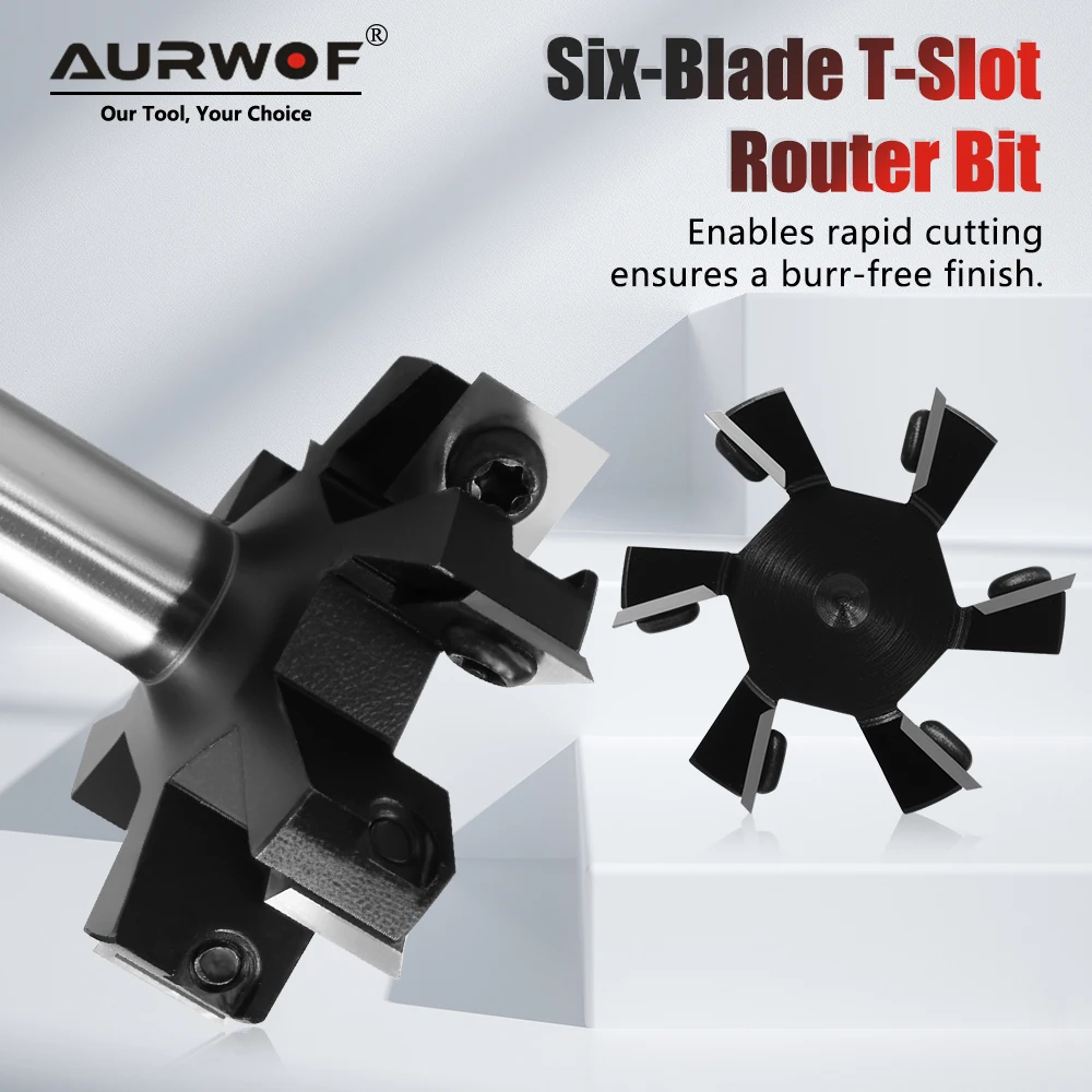 

AURWOF 1/2" Shank 6-Flute Panel Grooving Bit - Cutter For Woodworking X13F51