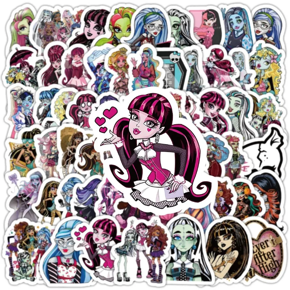 Autocollants Monster High School Anime, Graffiti DIY, Ordinateur portable, Téléphone, Planche à roulettes, Autocollants de dessin animé étanches, Jouets, 10 pièces, 30 pièces, 50 pièces, 100 pièces