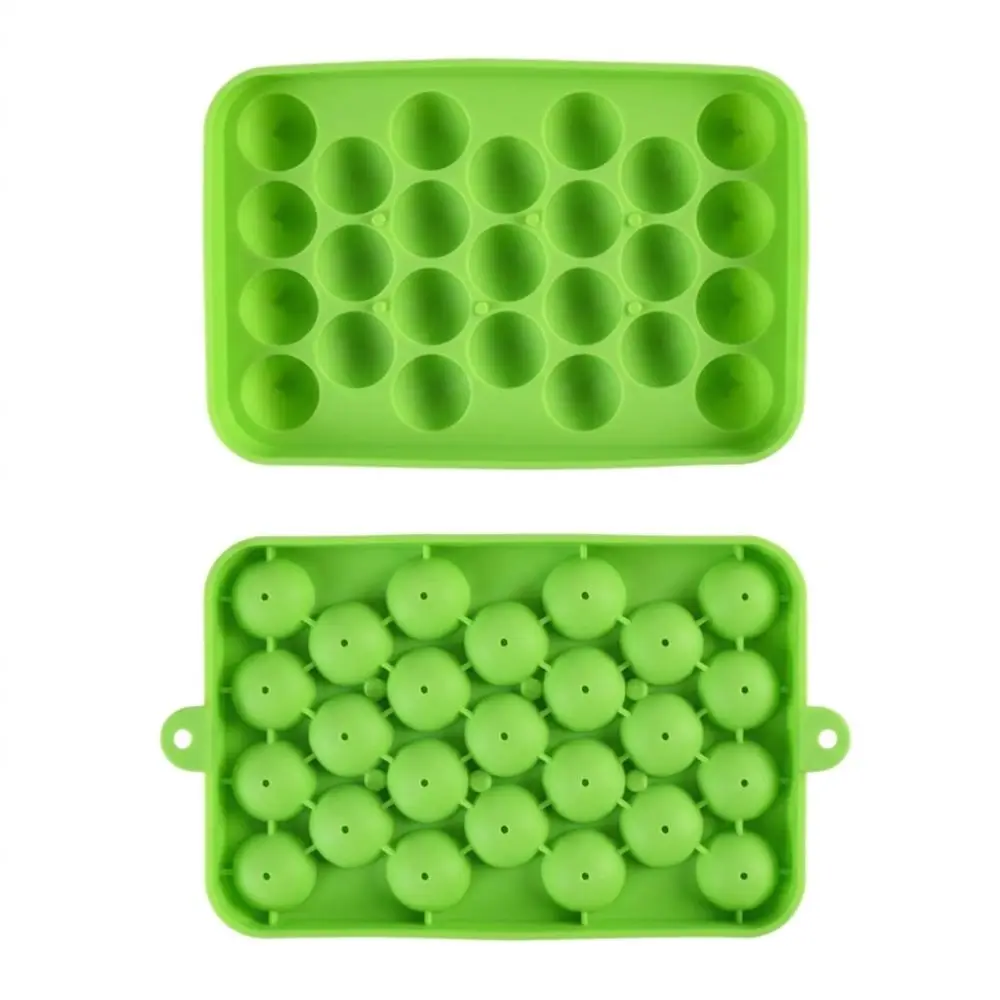 2pcs Stackable 25 Grids Round Ice Cube Tray Silicone Easy Release Pellet Ice Maker Mold With Lid Ice Ball Maker Mold Home