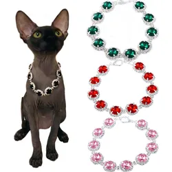 Bling Rhinestone Dog Necklace Jewelry Luxury Designer Gemstone Princess Dog Cat Wedding Collar for Small Medium Dogs Puppy