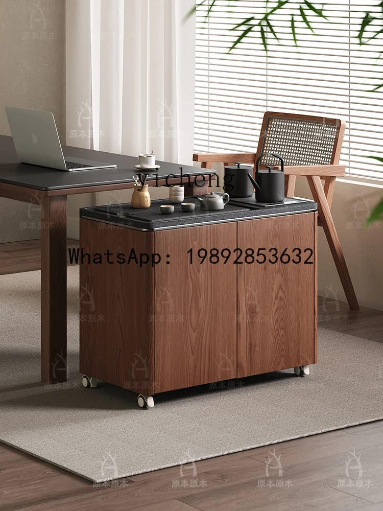 black walnut solid wood tea side cabinet small household kettle integrated