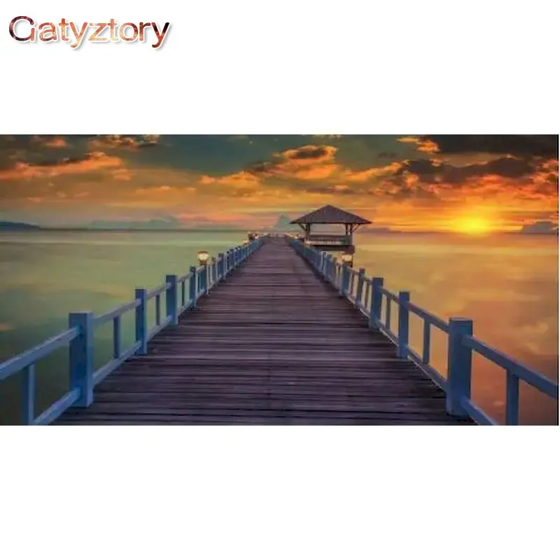 

GATYZTORY DIY Painting By Numbers With Frame Picture Drawing Sunset By The Sea Paint By Number Painting Home Decor Diy Crafts