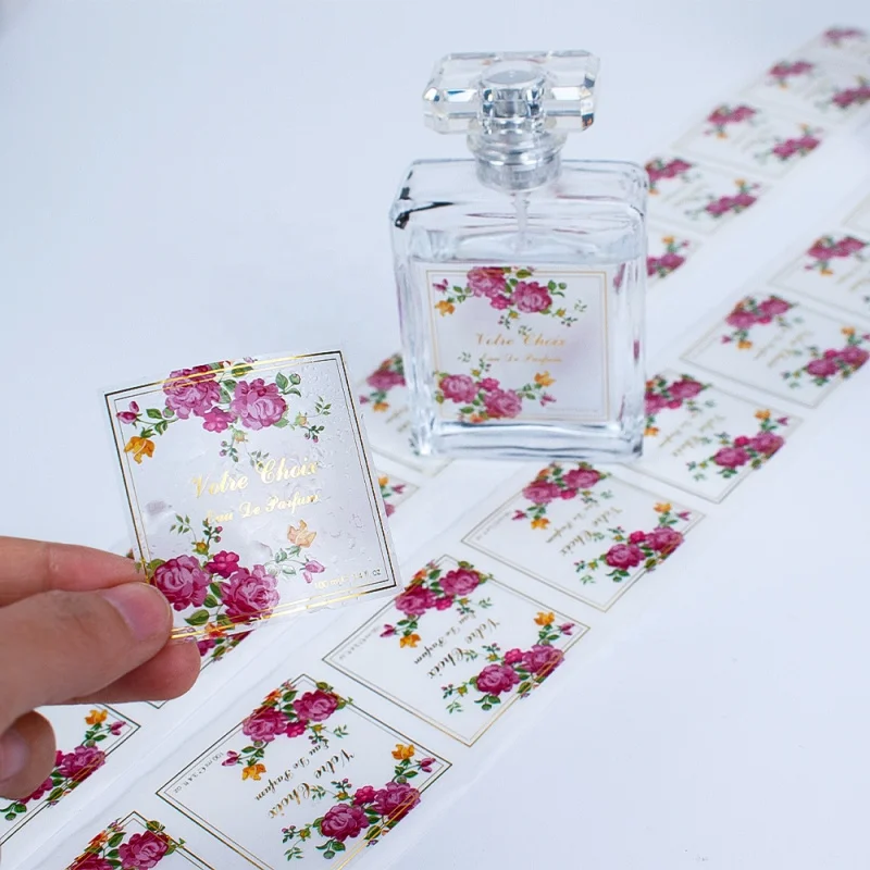 20 0 pieces.Custom.Custom Waterproof Private Label Printing Transparent Foil Sticker Label Printing Perfume Bottles Bus