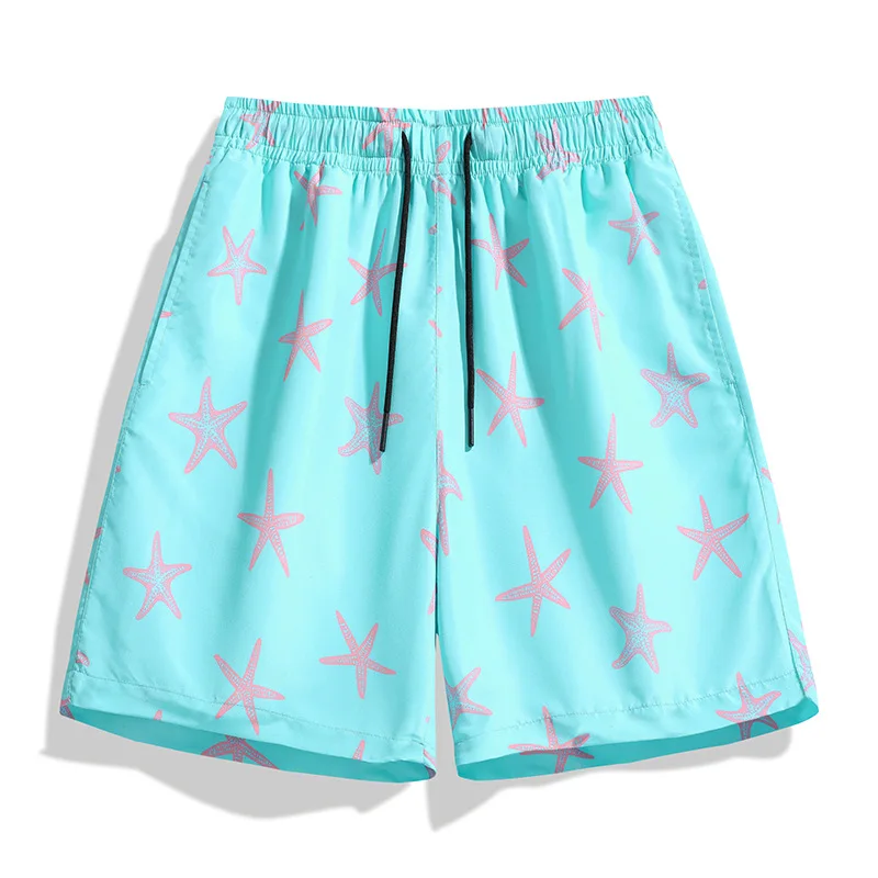 

Модные молодежные популярные спортивные штаны с модным принтом, простые мужские тонкие свободные пляжные шорты с пятью четверками для отдыха на море, летние повседневные пляжные шорты y2k