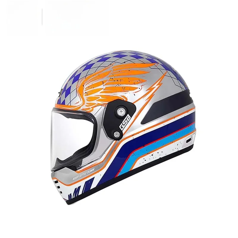 GSB V73 Full Face Motorcycle Helmet Men Women Fiberglass Shell Dual Lens Certified Retro Cruiser Pinlock Ready Removable Peak