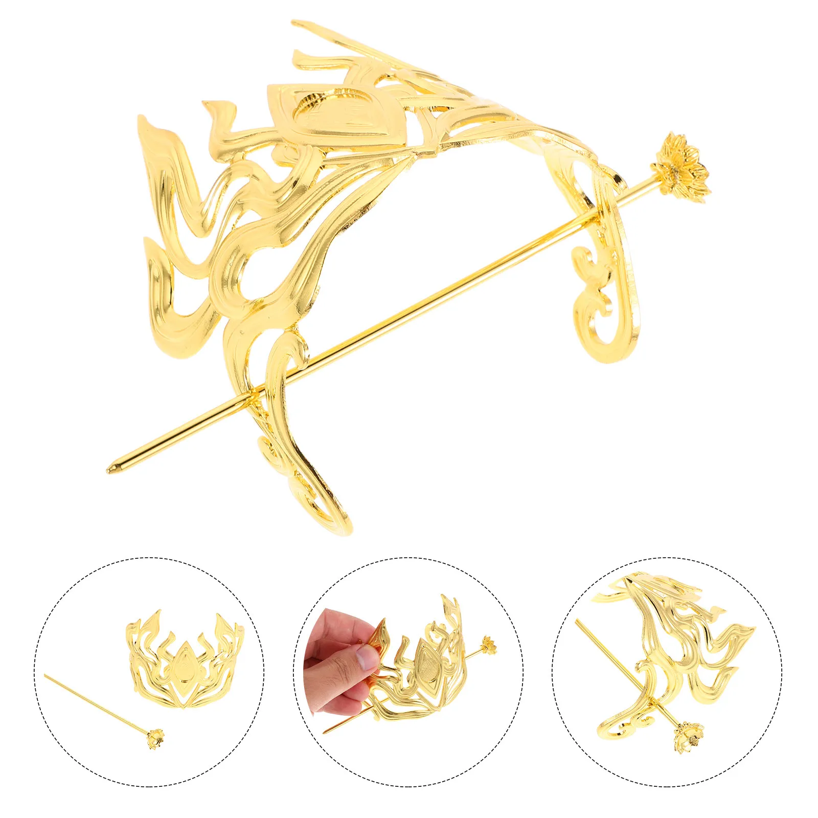 Chinese Vintage Hair Crown Metal Hairpin Ancient Style Headpiece for Cosplay Stage Hanfu Accessories Crown Hairpin