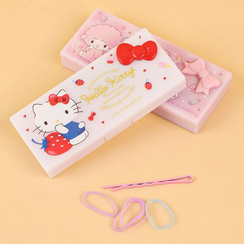 Kawaii Sanrios Cartoon Hello Kitty Anime My Melody Cute Creative Painted Waterproof Cosmetic Cotton Swab Portable Storage Boxs