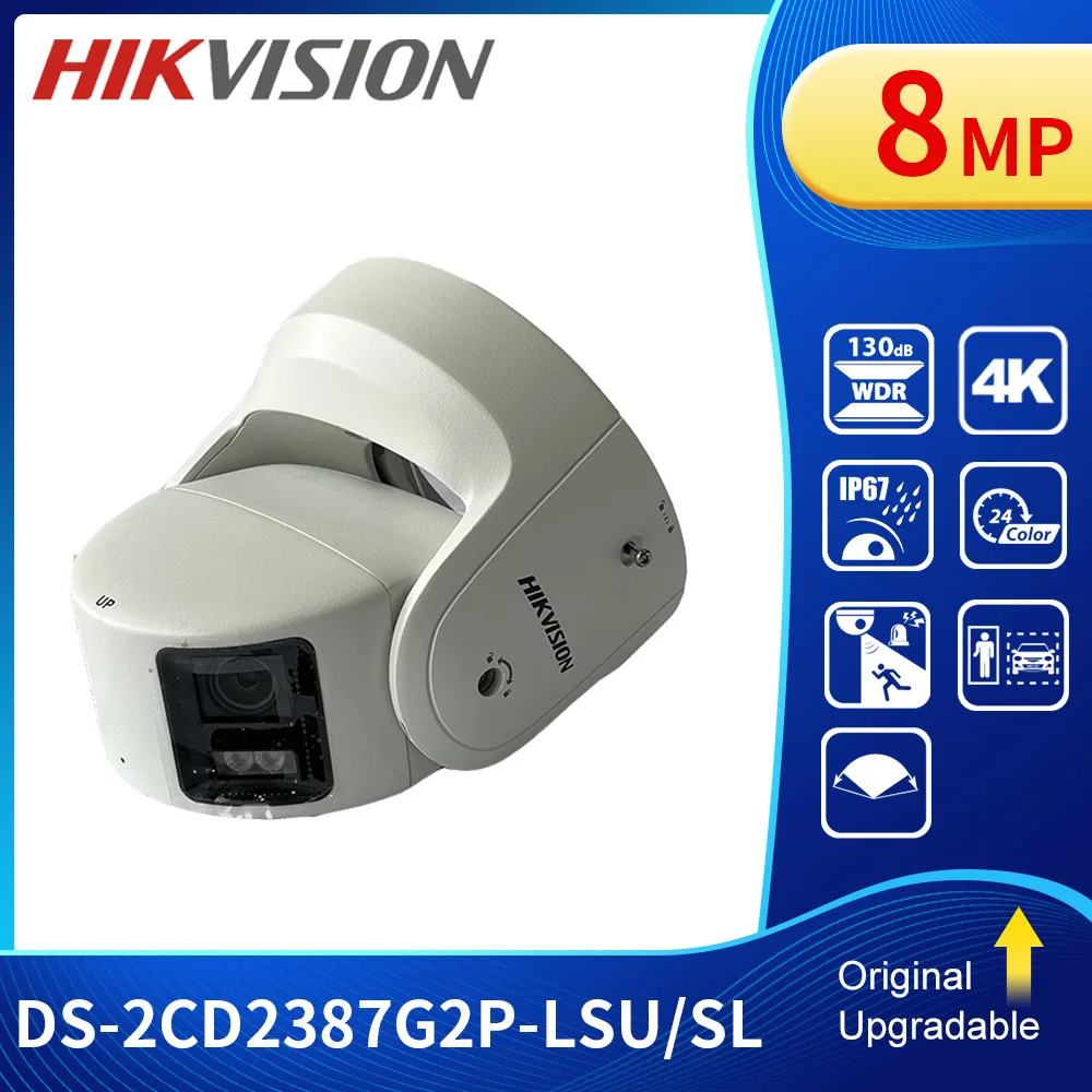 Hikvision DS-2CD2387G2P-LSU/SL 8MP Panoramic ColorVu Turret IP Network Camera with 4K Dual Lens POE Built-in Mic Speaker IP67