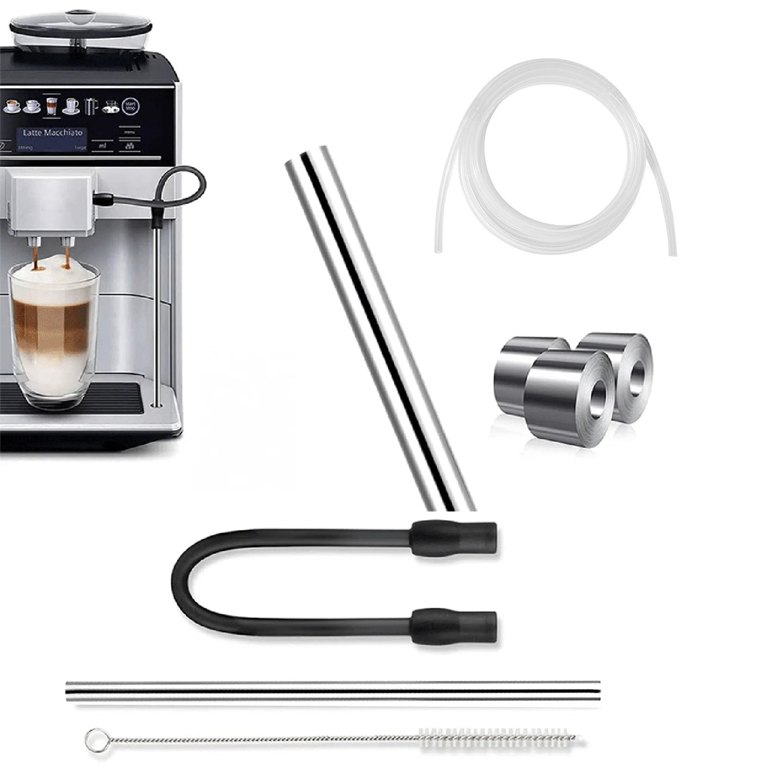Coffee Machine Milk Hose Kit For Siemens Coffee Machine Replacement Tube With Cleaning Brush Stainless Steel Pipe For Bosch