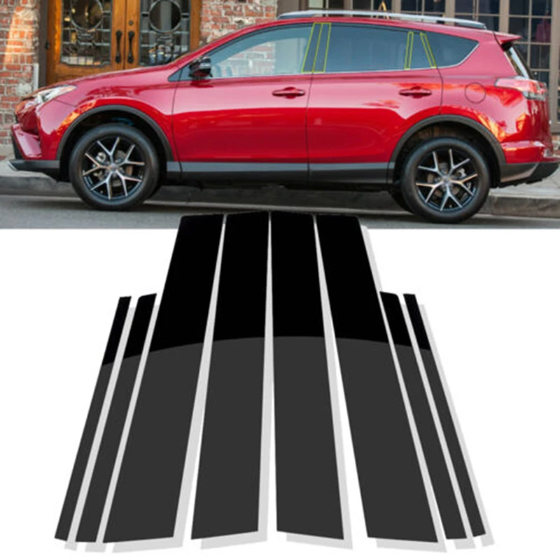 Glossy Black Pillar Post Molding Cover For Toyota RAV4 XA40 2013 2014 2015 2016 2017 2018 Car Window Decoration Trims Stickers