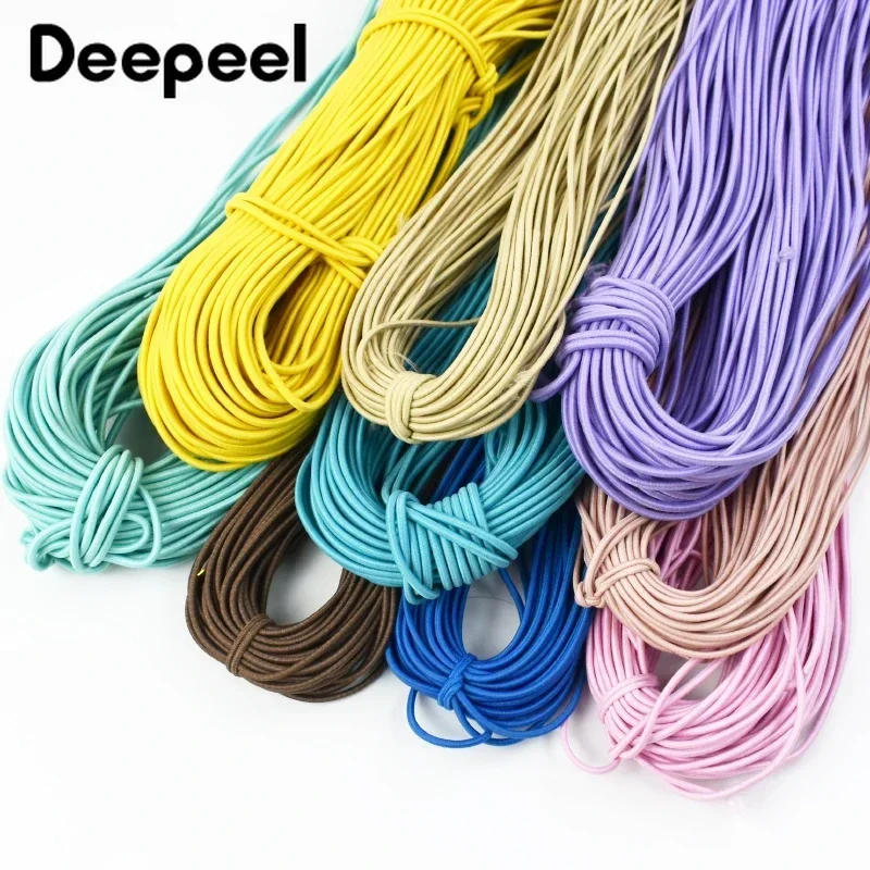 10/20/50M Deepeel 2.5mm Colorful Elastic Rope Polyester Round Rubber Elastics Cord Shoes Hair Band Ribbon DIY Sewing Accessories